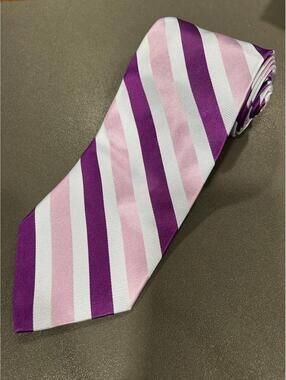 Brooks Brothers Makers Men’s 100% Silk Tie Blue Purple Pink Repp Stripes BB10